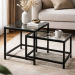 Mesa De Centro 2 Mesita Centro Cuadrada Y Rectangular Nido Negro