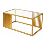 Mesa De Centro Rectangular Con Cubierta De Vidrio Decoracion Dorado