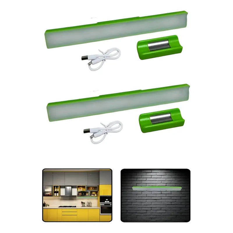 X2 Lampara De Emergencia Recargable Ampolleta Luz Led 30cm Verde Lima