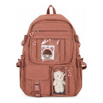Mochila Escolar Kawaii Estilo Coreano Juvenil Viaje Colegio Terracota Liso
