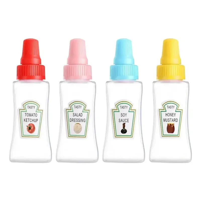 Mini Botellas Exprimibles Salsas Portátil Lonchera X4