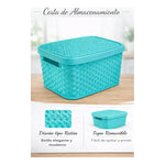 X3caja Organizadora Canasto Plastico Rattan Con Tapa 23x31cm