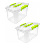 X2 Cajas Organizadora 6 Litros Transparente Con Tapa Platica