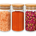 Pack De 3 Frascos De 500ml Con Tapa De Bambú Para Especias Transparente