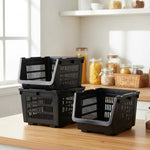 Organizador Gaveta Multiuso Apilable Ventilado Kendy Pack 3 Negro