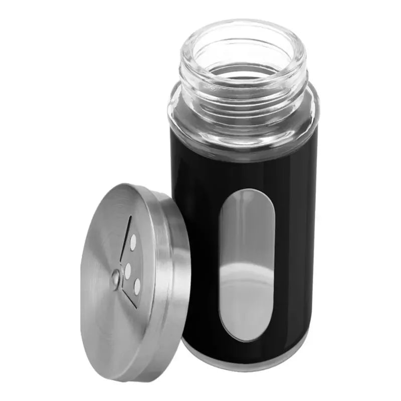 Salero Pimentero Negro Genérico Acero Inoxidable Ajustable