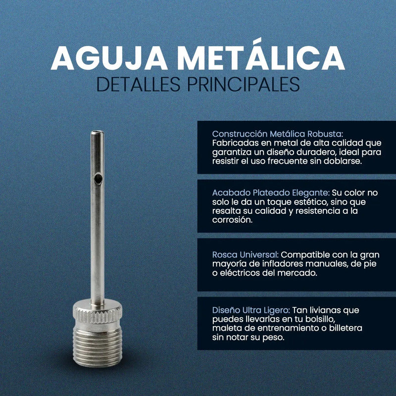 Aguja Metálica Para Inflar Balones Pelotas X 5 Unidades Color Plateado