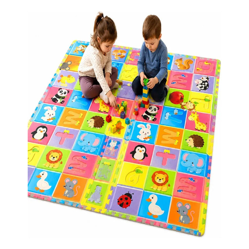Alfombra Infantil De Letras Animales Y Frutas En Goma Eva Colorido Abecedario Numero Frutas