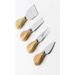 Tabla Picoteo Madera Coctel + Utensilio De Cortar Queso 35cm Redondo Beige