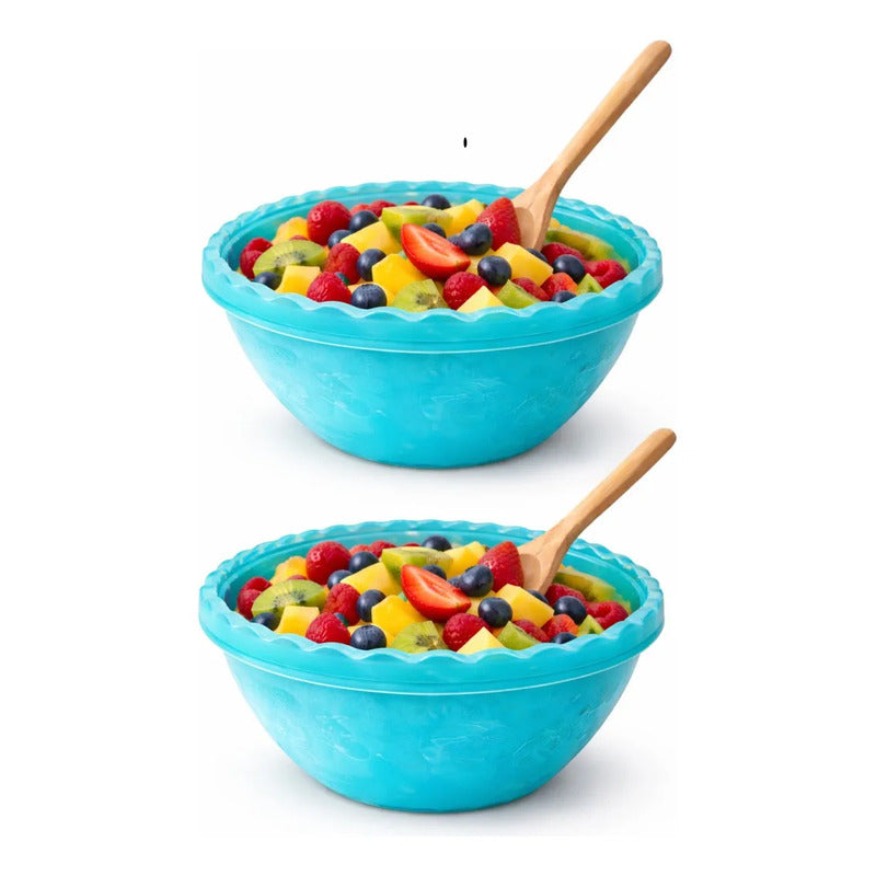 X2 Bowl Plastico Ensaladera Multiuso Para Cocina Resistente Turquesa