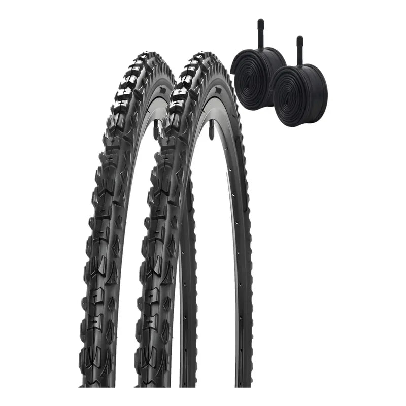X2 Neumatico + 2 Camara Bicicleta Aro 26x2.125 Caluga Gruesa Neumático Negro Mtb 26
