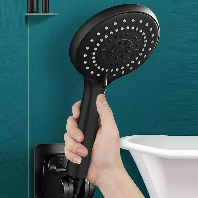 Ducha Teléfono Manguera Soporte Acero Inox Negro X2 Kit