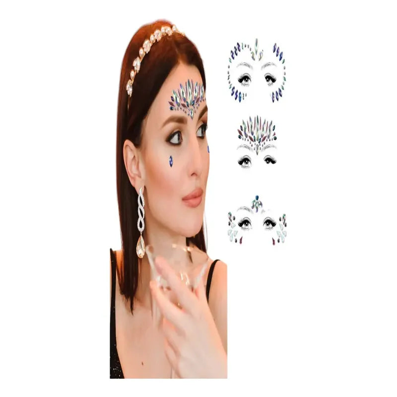 Pegatinas Gemas, Autoadhesivas Joyas Para La Cara Temporales