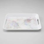 Bandeja De Melamina De Servir Bandeja Rectangular Con Asa Marmol Pastel