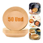 X50 Platos Papel Airfryer Antiadherente 20cm Desechables