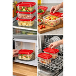 Set De 4 Taper Hermetico Contenedores Cuadrado Alimento 1.5l