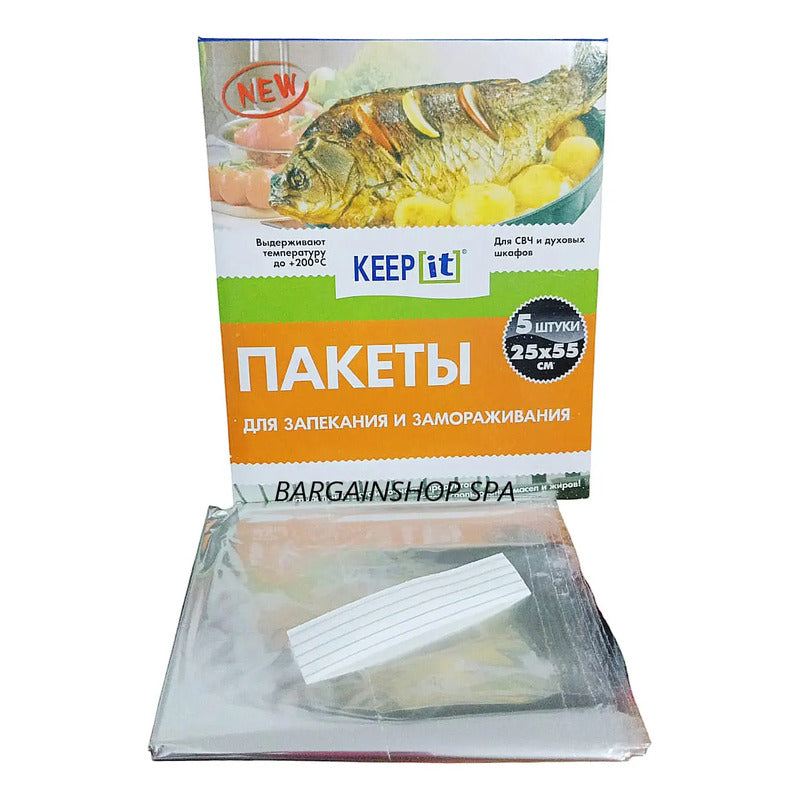 Pack De 5 Bolsas Cocinar Pescado Al Horno Oven Bags 25x55 Cm