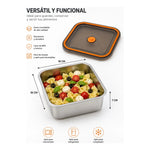 X2 Recipiente Acero Inoxidable Con Tapa Reutilizable 500 Ml Plateado