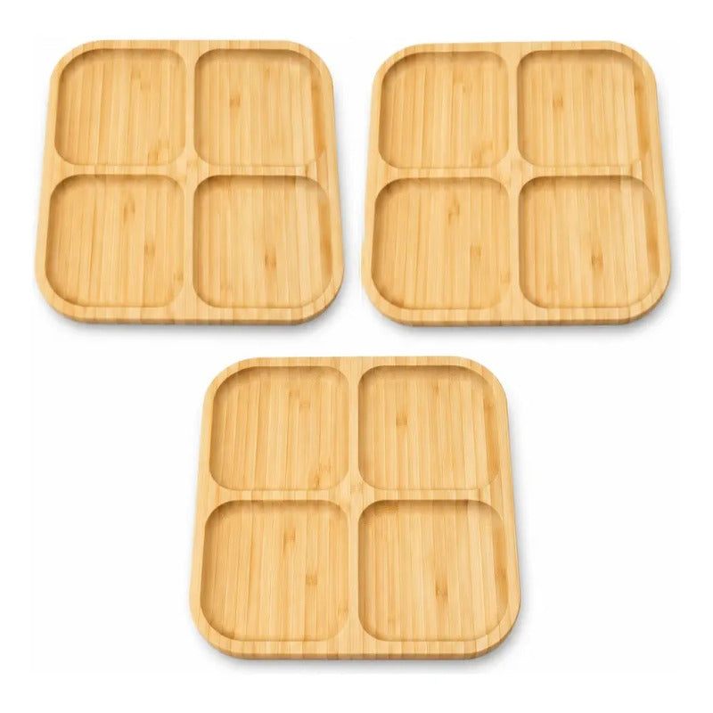 X3 Tabla  Para Servir Aperitivos Y Picoteo Bambú Picnic