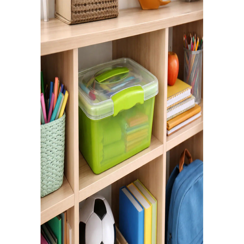 X3 Caja Plastica Organizadora 6 Litros Colores Con Tapa
