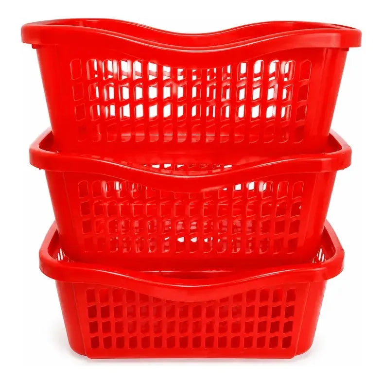 Pack 3 Cestas Apilables Organizadoras Anidable De 4 Litros Rojo