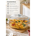 Fuente De Vidrio Ovalada Para Hornear Con Tapa 2,8 Litros Transparente