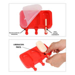 Molde De Helado Silicona Paleta X3 Con Tapa Color