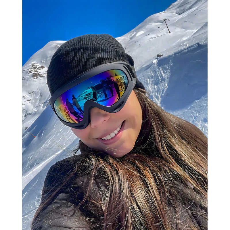 Antiparras Gafas De Nieve Con Filtro Uv Para Snowboard Negro Espejado