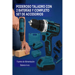 Taladro Percutor Atornillador Portatil 2 Baterias Recargable Azul 50hz/60hz