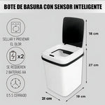 Basurero Con Sensor Automático Inteligente Para Baño Y Cocina Arcashopping Blanco