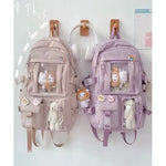 Mochila Escolar Kawaii Estilo Coreano Juvenil Viaje Colegio Rosa Liso