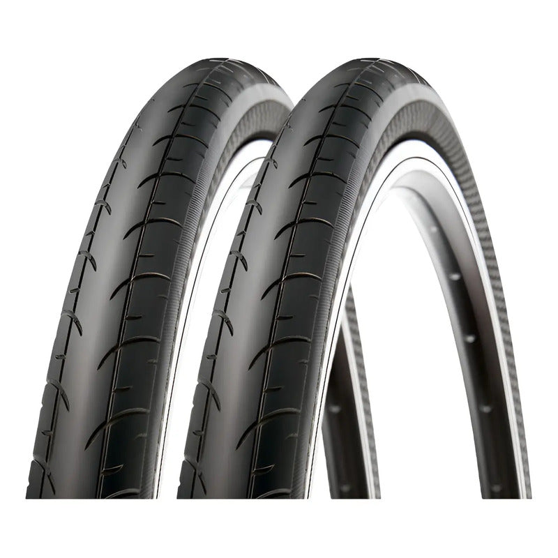 Pack 2 Neumaticos Bicicleta Aro 700 X 23c Ruta Fixie Urbano Color Negro