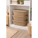 X3 Caja Cesta Organizadora Plastica Con Tapa Apilable 24ltrs