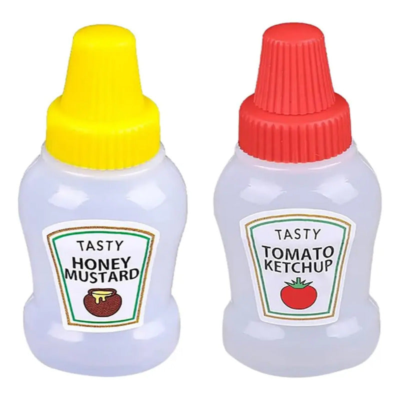 Botellas Pequeña De Salsa Y Mayo Tomate Portatil Tapa