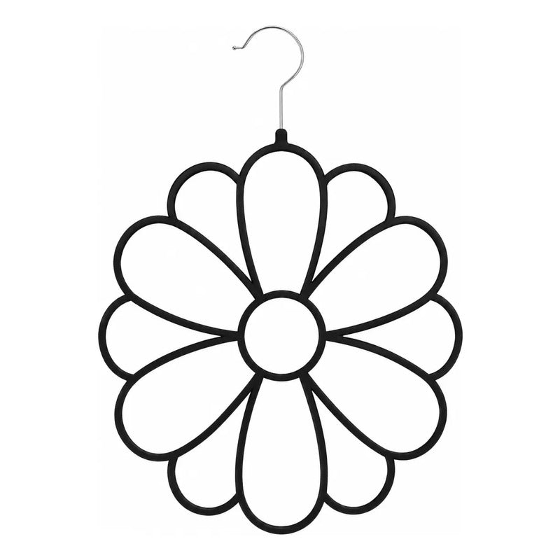 Colgador Percha Flor Para Bufandas Pashminas Pañuelos 25cm Negro Liso Unica