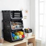 Organizador Gaveta Multiuso Apilable Ventilado Kendy Pack 3 Negro