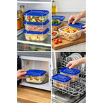 Set De 4 Taper Hermetico Contenedores Cuadrado Alimento 1.5l