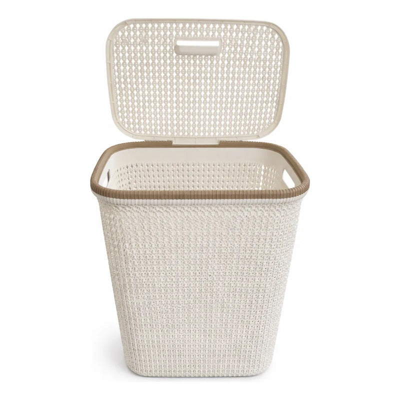 Canasto Rattan De Plastico Para Ropa Sucia Con Tapa Cesto