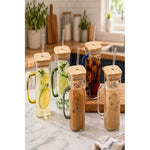 Vaso De Vidrio Con Tapa Bambú Y Sorbete Reutilizable 300 mL