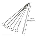 X100 Brocheta Pincho Anticucho Acero Barbacoa Parrilla Asado Plateado Brochetas De Acero