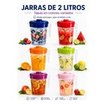 X2 Jarro 2 Litros Plastico Con Tapa Jarra Para Jugo Agua Surtidos