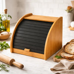 Caja Para Guardar Pan Con Tapa Enrollable Estilo Rustico Madera-negro Vertical