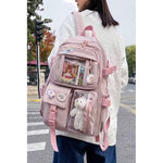 Mochila Escolar Kawaii Estilo Coreano Juvenil Viaje Colegio Rosa Liso