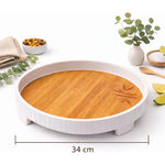 Bandeja Redonda De Servir Melamina Grano Madera 34cm Con
