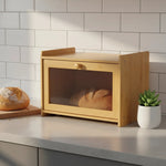 Caja Para Guardar Pan Panera De Bambu Con Tapa Transparente Madera Caja Pan