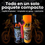Kit Lubricante Desengrasante Cadena Moto Cepillo Huangbo Anticorrosivo Larga Duracion Limpieza Profunda Cadenas Oring Xring Zring Resistente Agua Uso Profesional Trabajo Pesado Rutas Largas Adherencia