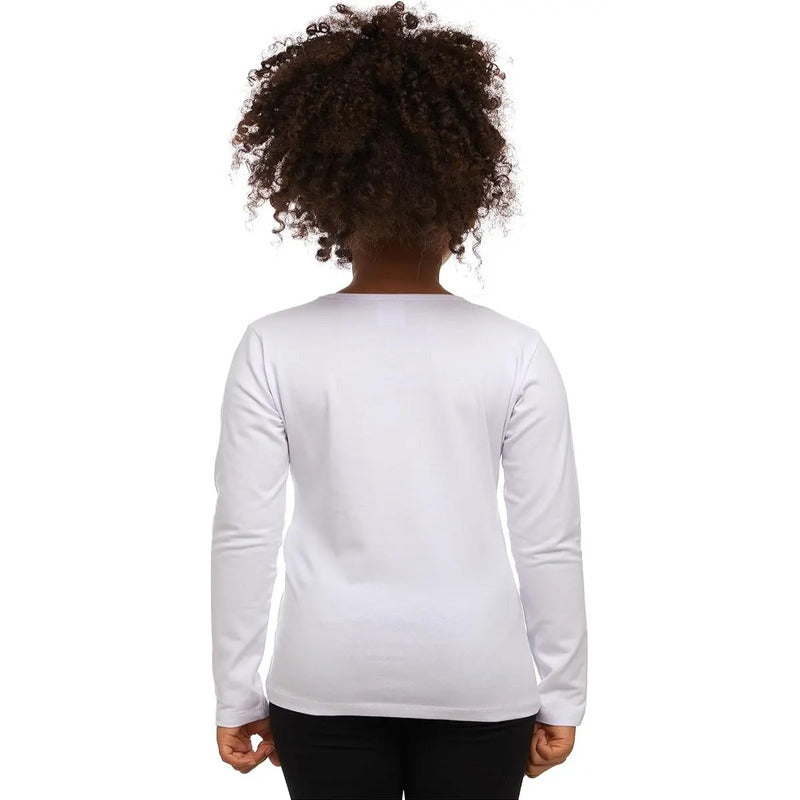 Camiseta Niños Y Niñas Blancas Algodón Manga Larga