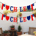 X3 Adorno Guirnaldas 7 Banderines Fiestas Patrias Decoración Chile/corazon Chile