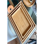 Set 3 Bandejas De Bambu Rectangular Para Servir Alimentos