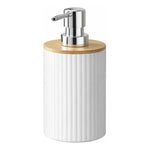 Dispensador De Jabon Bambu Con Dosificador Cromado Baño
